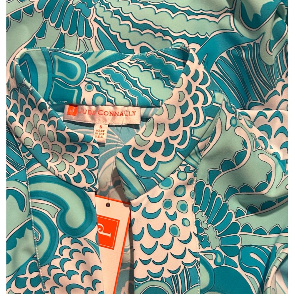 Jude Connally Turquoise & White Printed Midi Dress - Picture 16 of 16